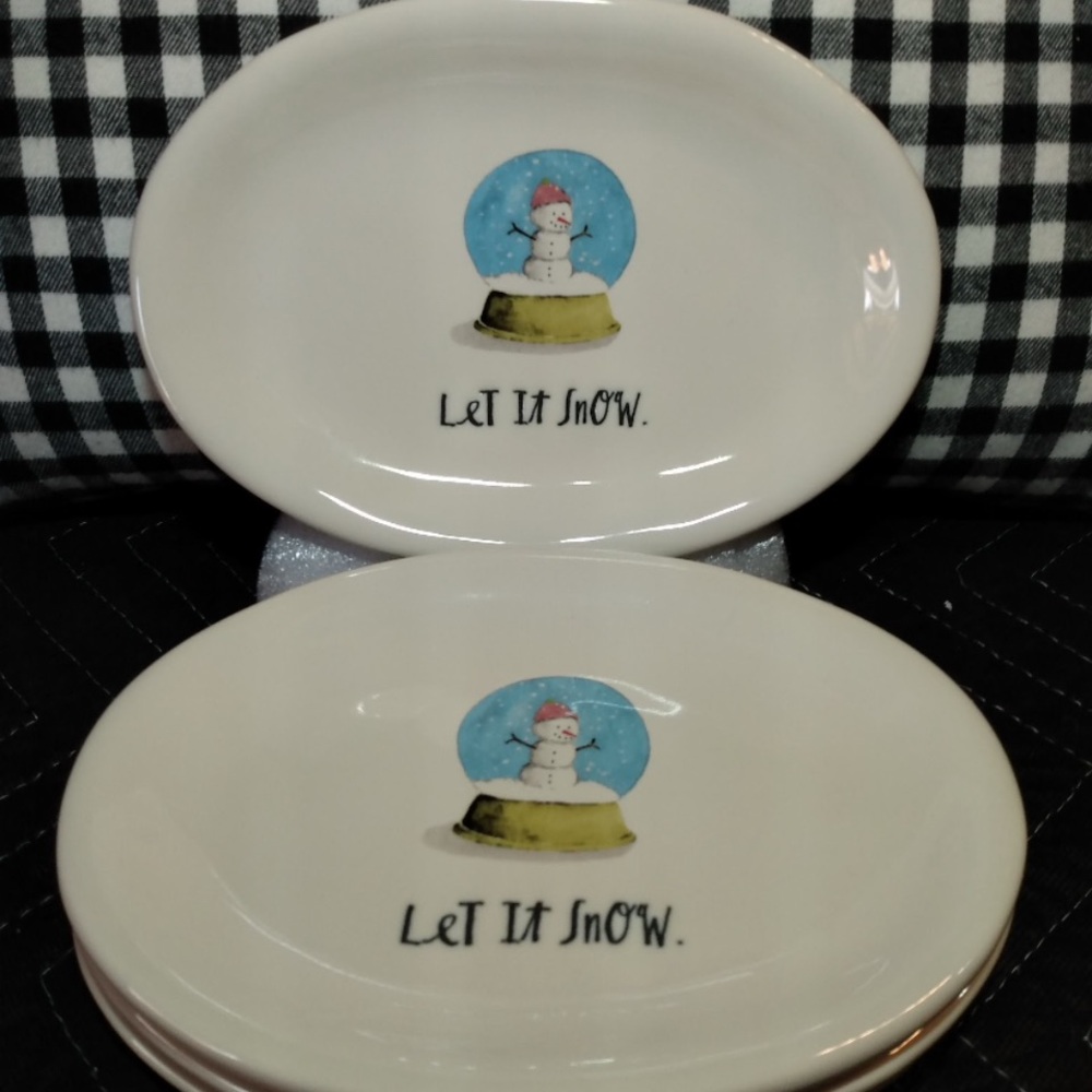 Rae Dunn Snowman Let It Snow Plates